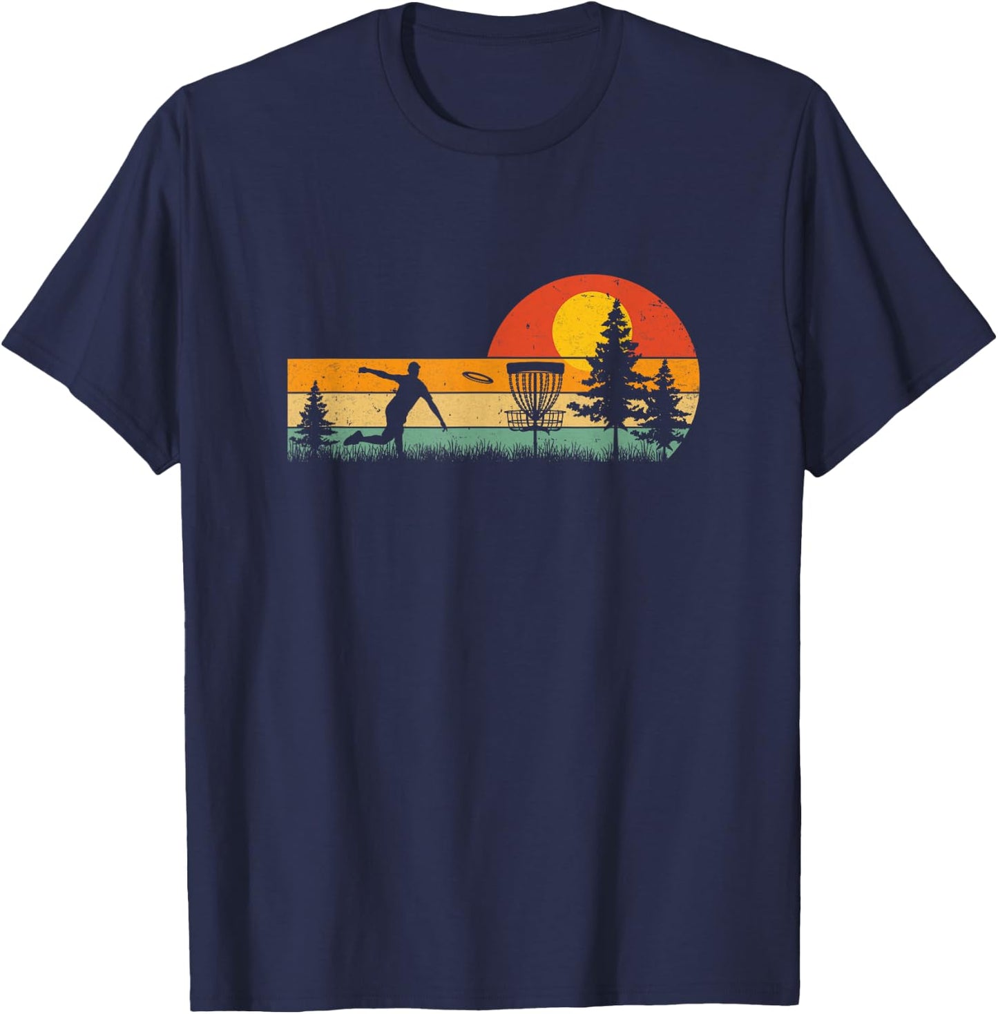 Vintage Disc Golf Design Frisbee Golf Basket Tree Player T-Shirt - T-Shirt | Navy