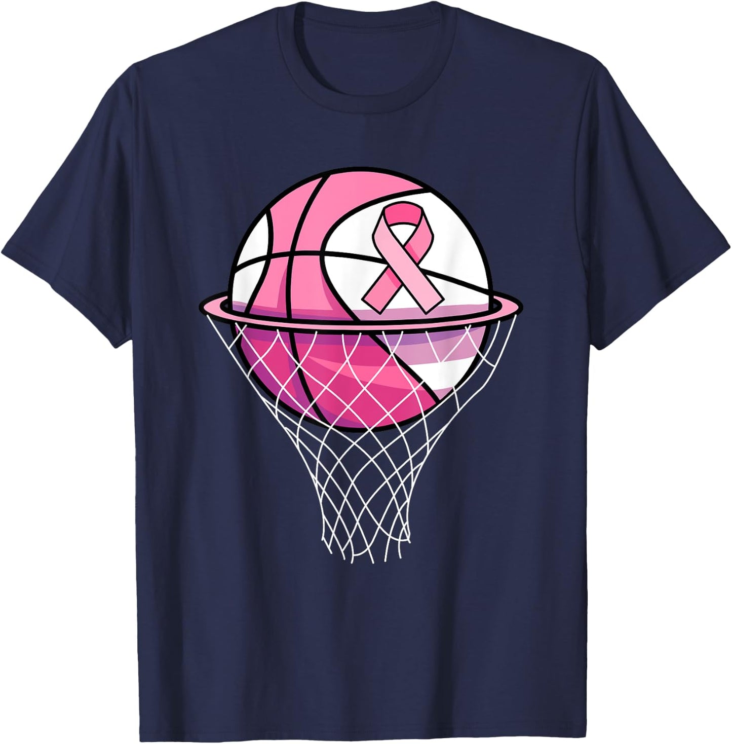 Breast Cancer Support Pink Basketball Love Coach T-Shirt - T-Shirt | Navy