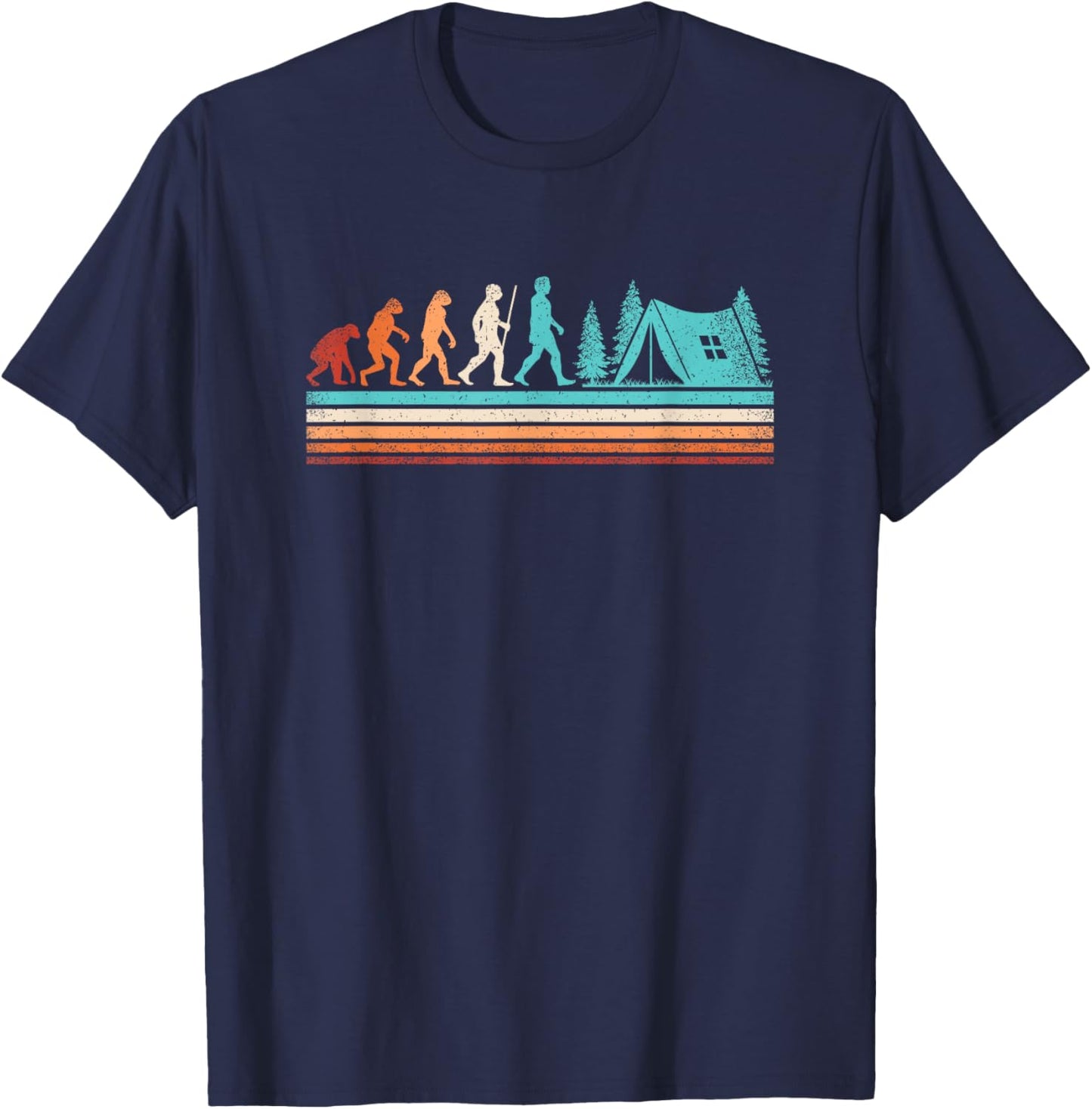 Retro Camping Evolution Outdoor Nature Camper Hiking Camping T-Shirt - T-Shirt | Navy