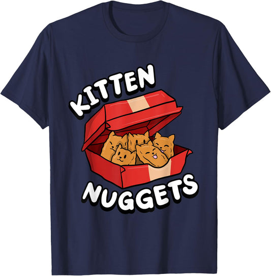 Kitten Nuggets Fried Chicken Lover Foodie Cute Cat T-Shirt - T-Shirt | Navy