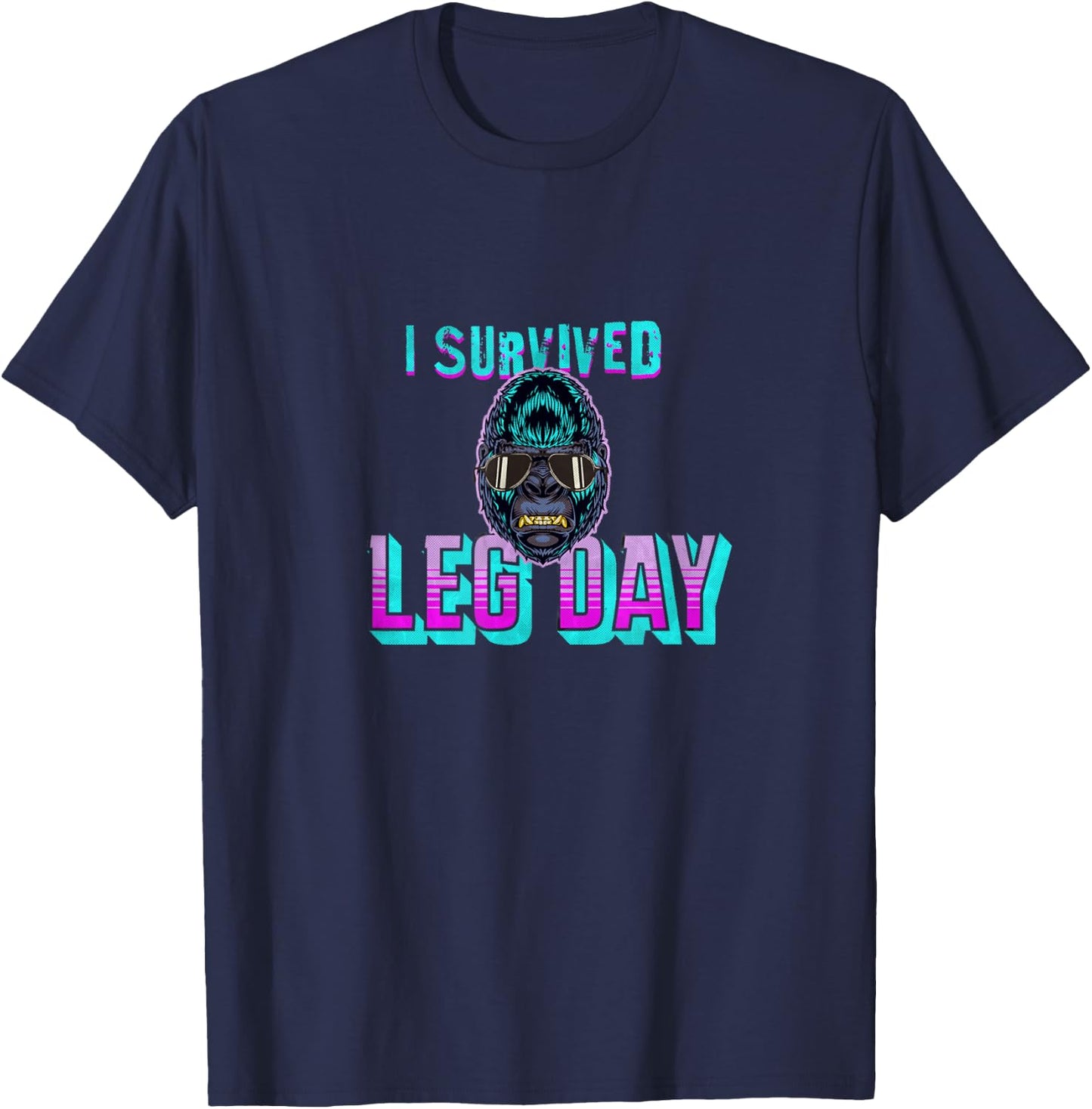 Funny I Survived Leg Day Workout T-Shirt - T-Shirt | Navy