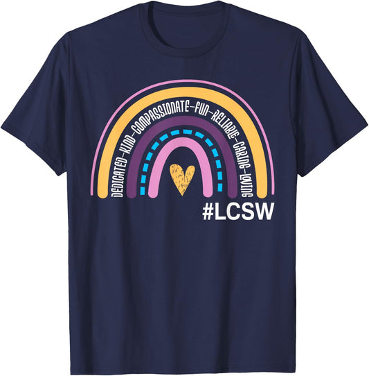 Licensed Clinical Social Worker Rainbow LCSW Appreciation T-Shirt - T-Shirt | Navy