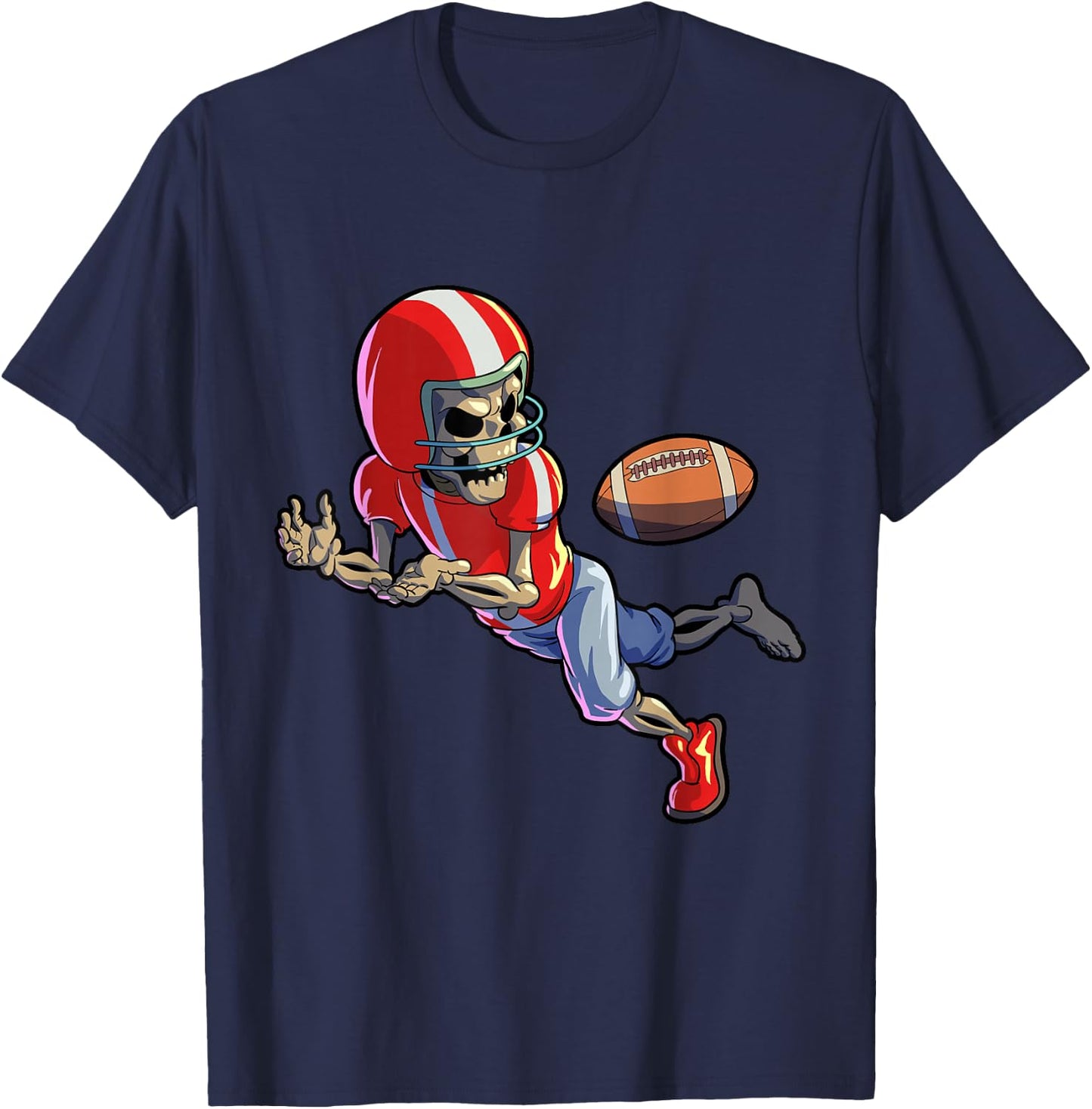 Football Halloween Shirt Boys Men Skeleton Halloween T-Shirt - T-Shirt | Navy