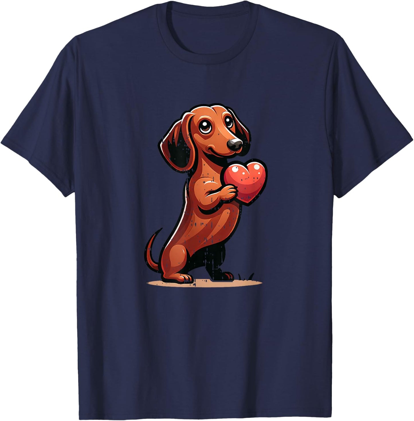 Cute Dachshund Valentines Day Heart Lover Dog Mom Dad Women T-Shirt - T-Shirt | Navy