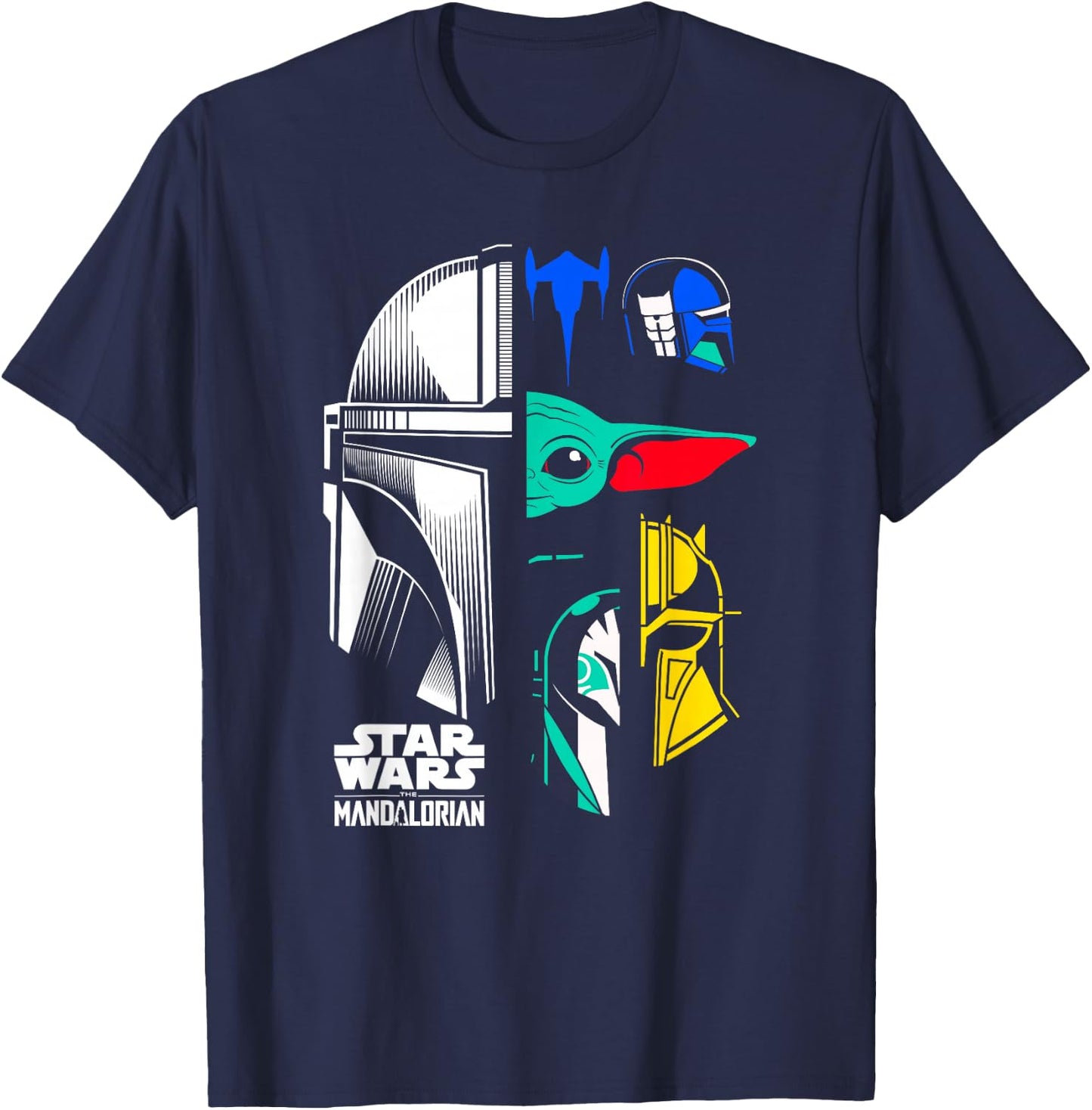 Star Wars: The Mandalorian Color Block Helmet Pop Icons T-Shirt - T-Shirt | Navy