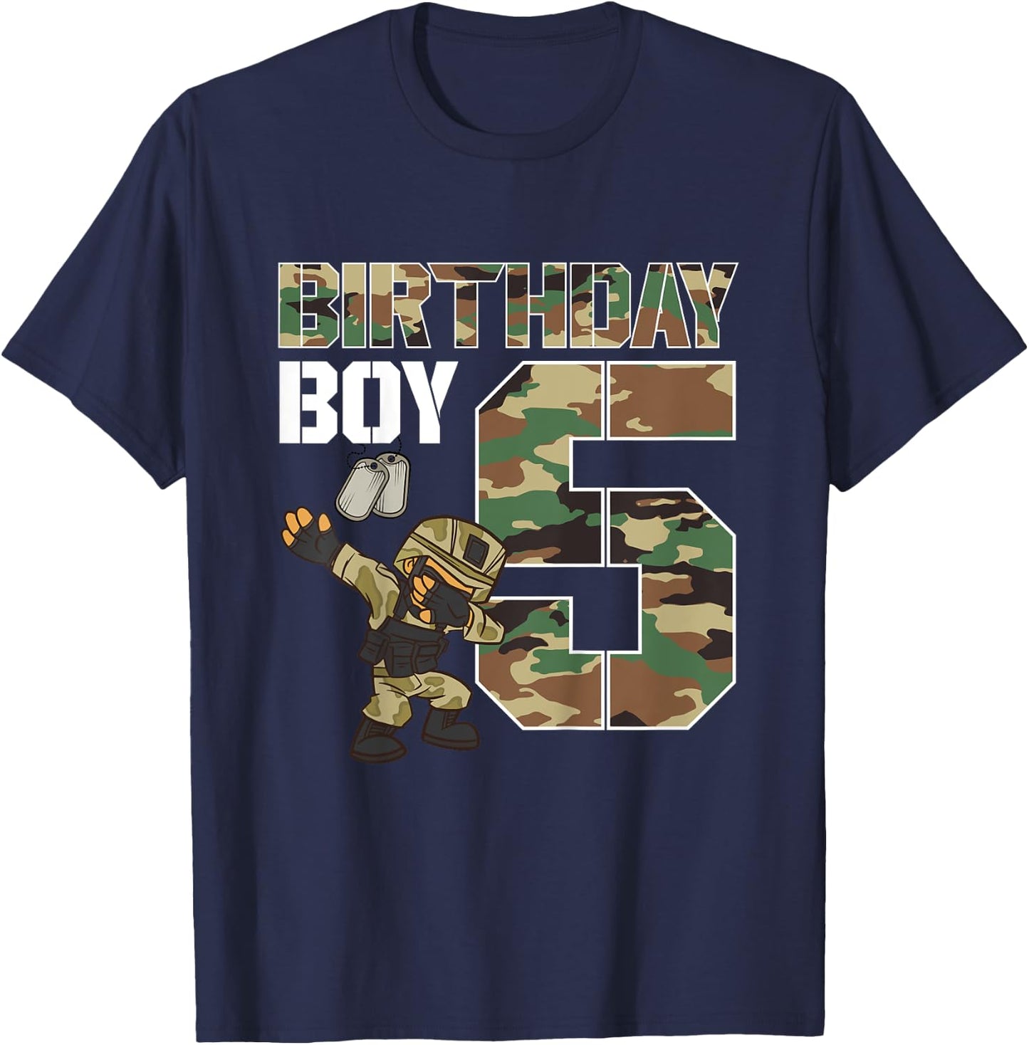 Kids 5 Year Old Boy Military Army 5th Birthday Boy Matching T-Shirt - T-Shirt | Navy
