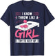 Cornhole Throw Like A Girl Corn Hole Sack Cornhole Game T-Shirt - T-Shirt | Navy