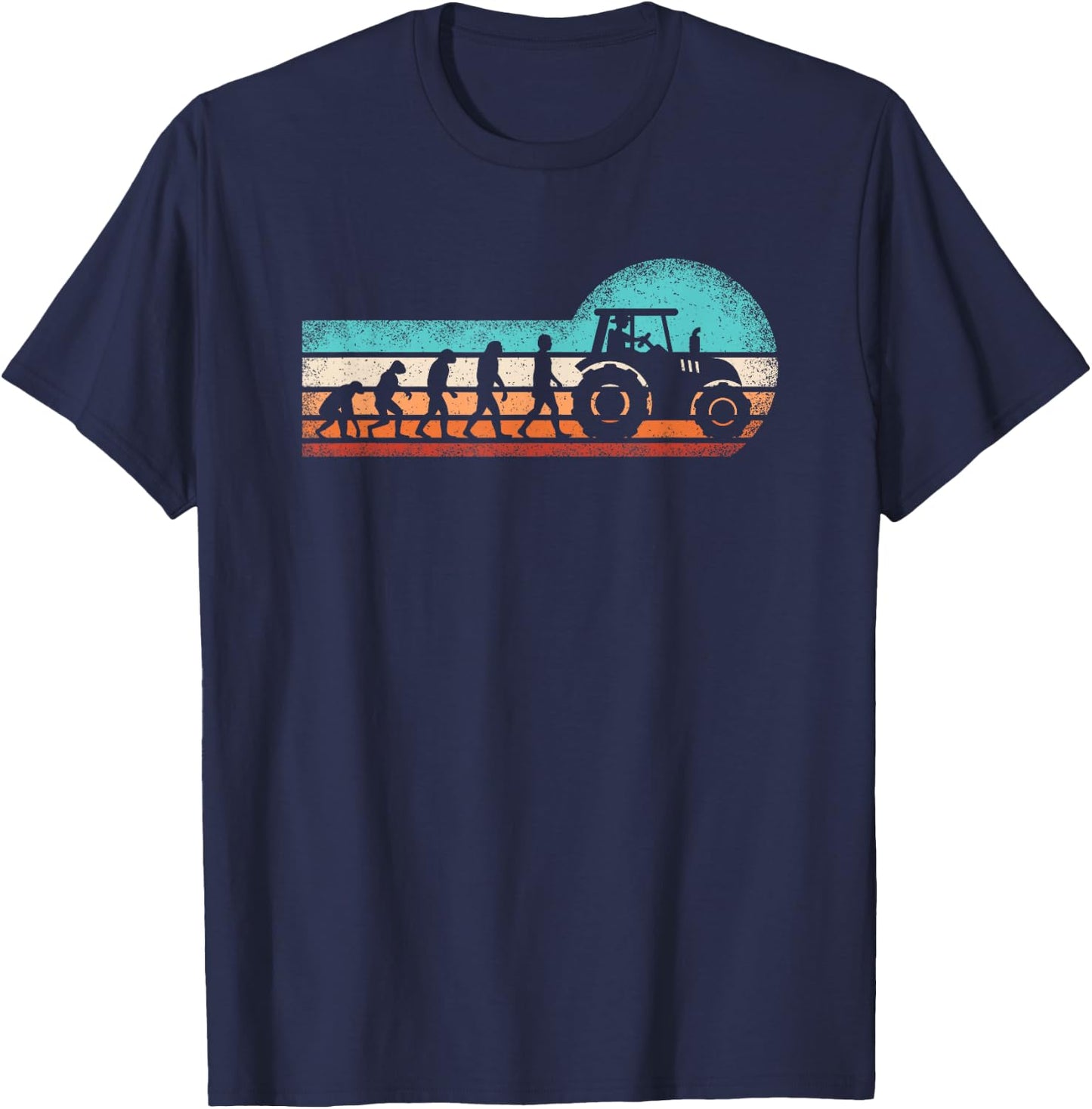 Farmer Evolution Tractor Tractor Agriculture Farmer T-Shirt - T-Shirt | Navy