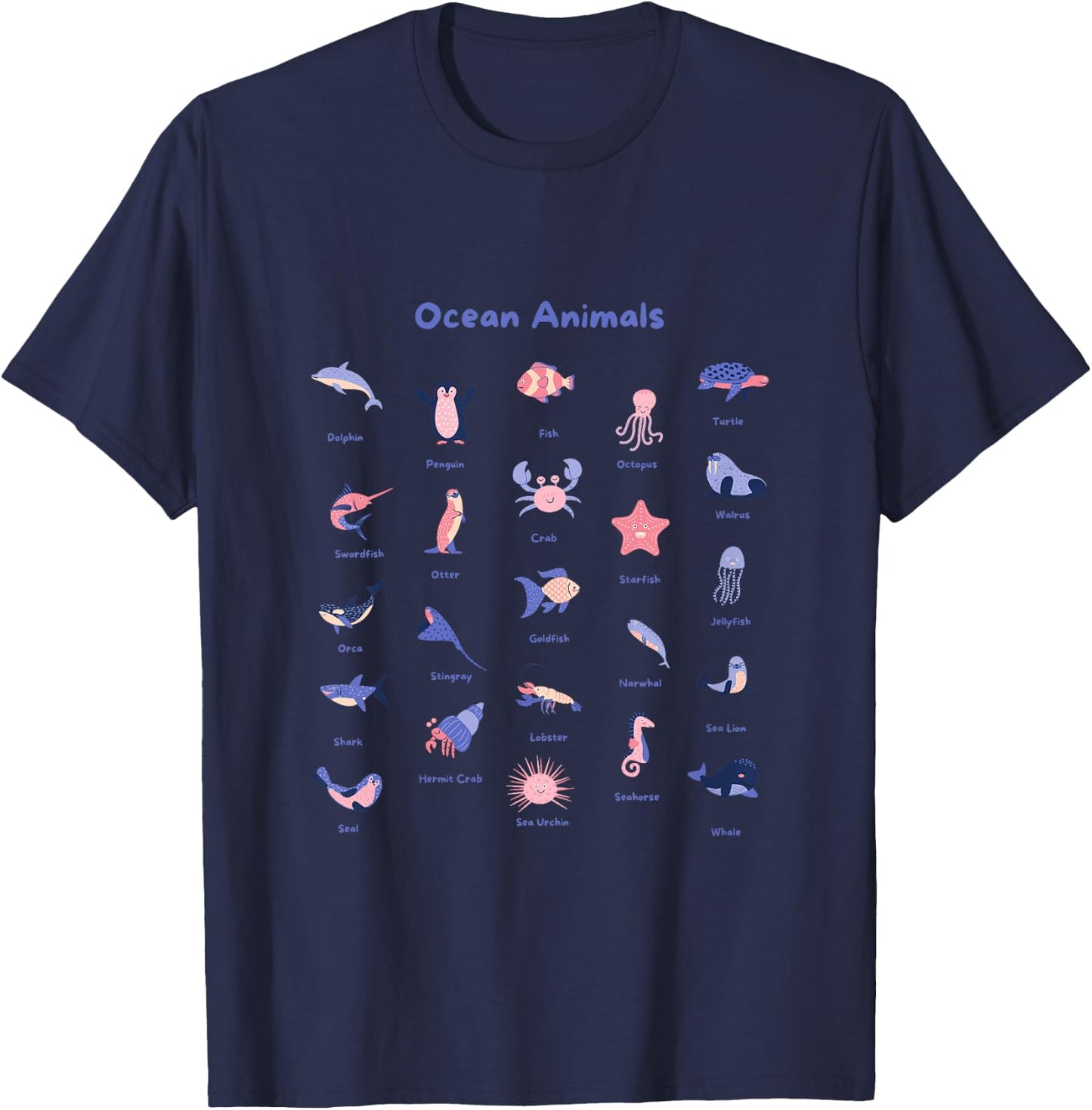 Kids Ocean Animal Shirts Kids Ocean Animal Shirt For Toddler Boys T-Shirt - T-Shirt | Navy