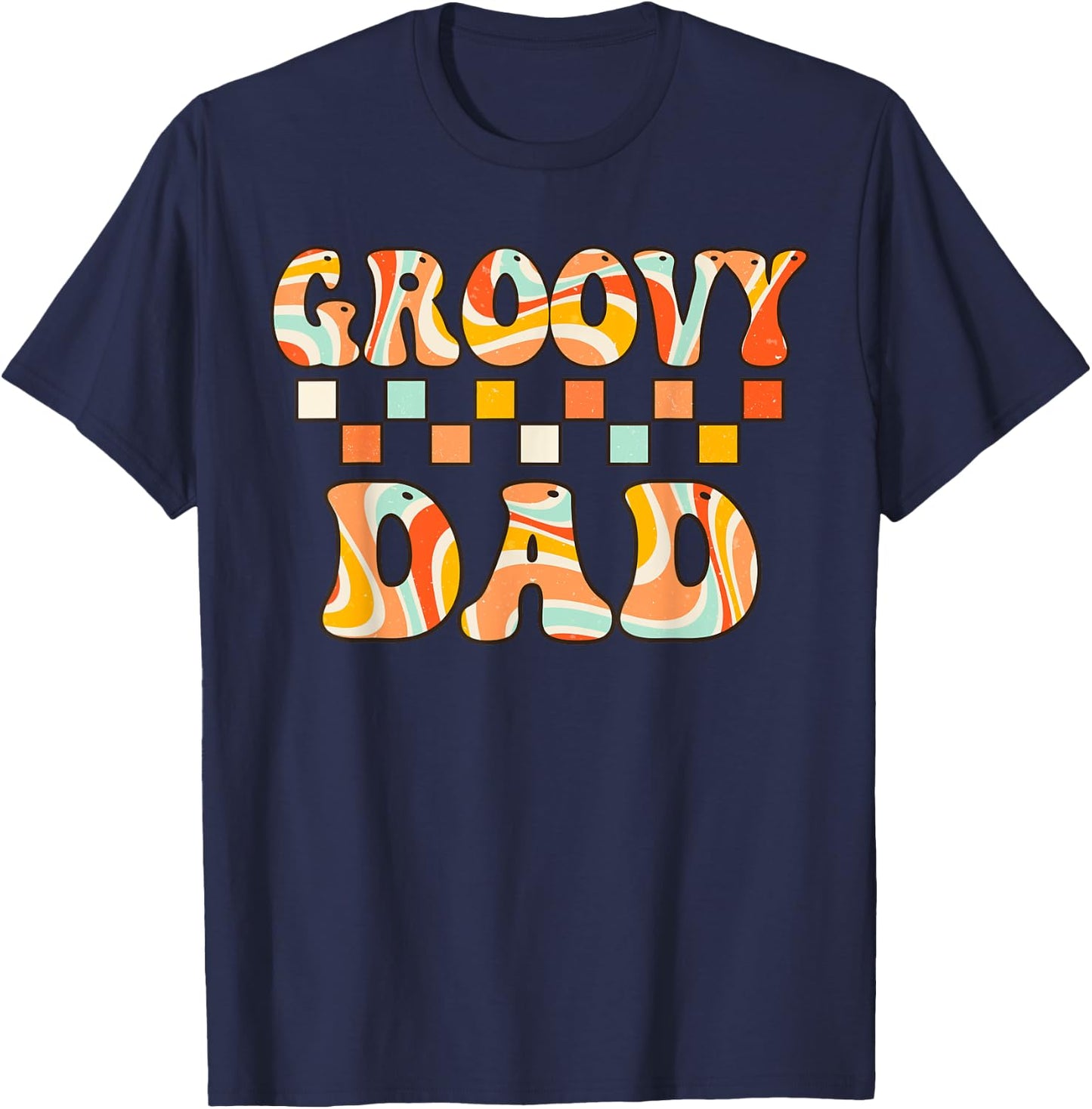 Retro Groovy Dad Matching Family 1st Birthday Party T-Shirt - T-Shirt | Navy