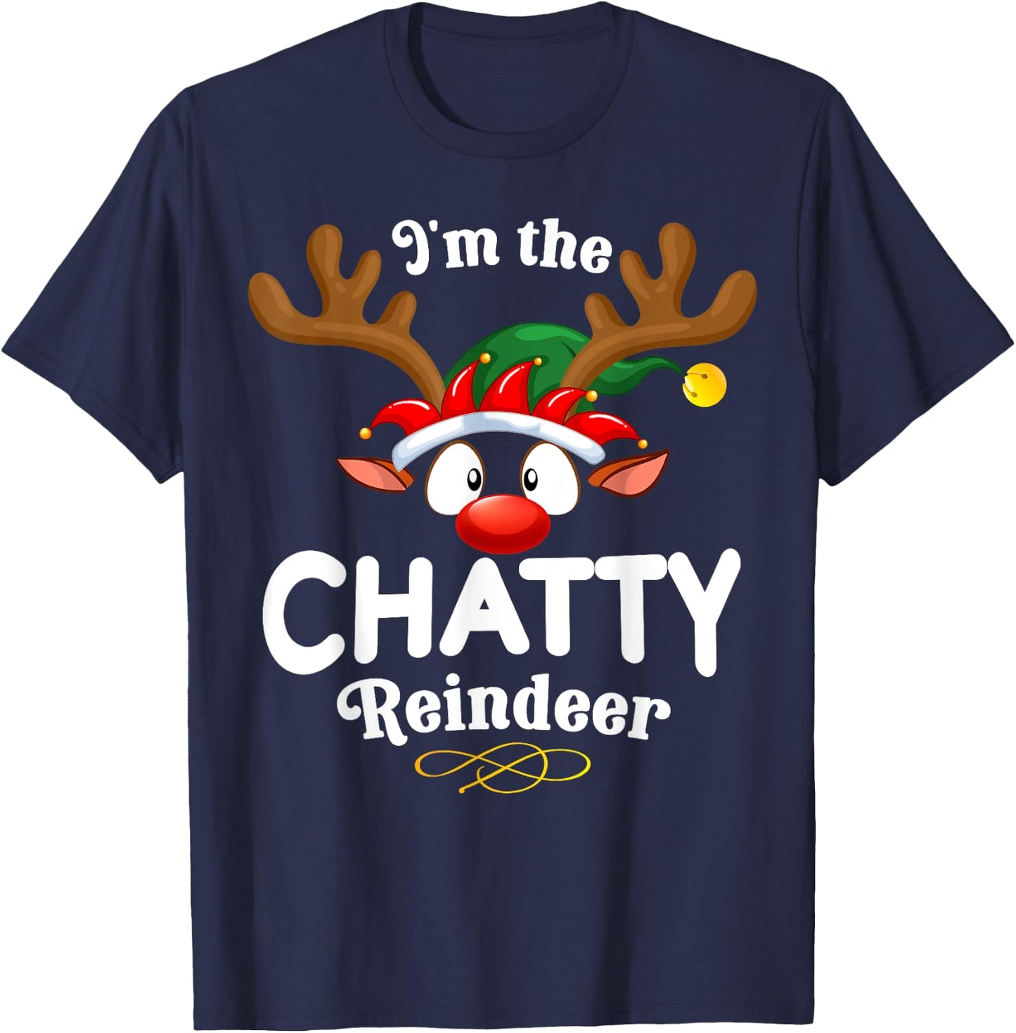 Christmas PJS Chatty Xmas Reindeer Matching T-Shirt - T-Shirt | Navy