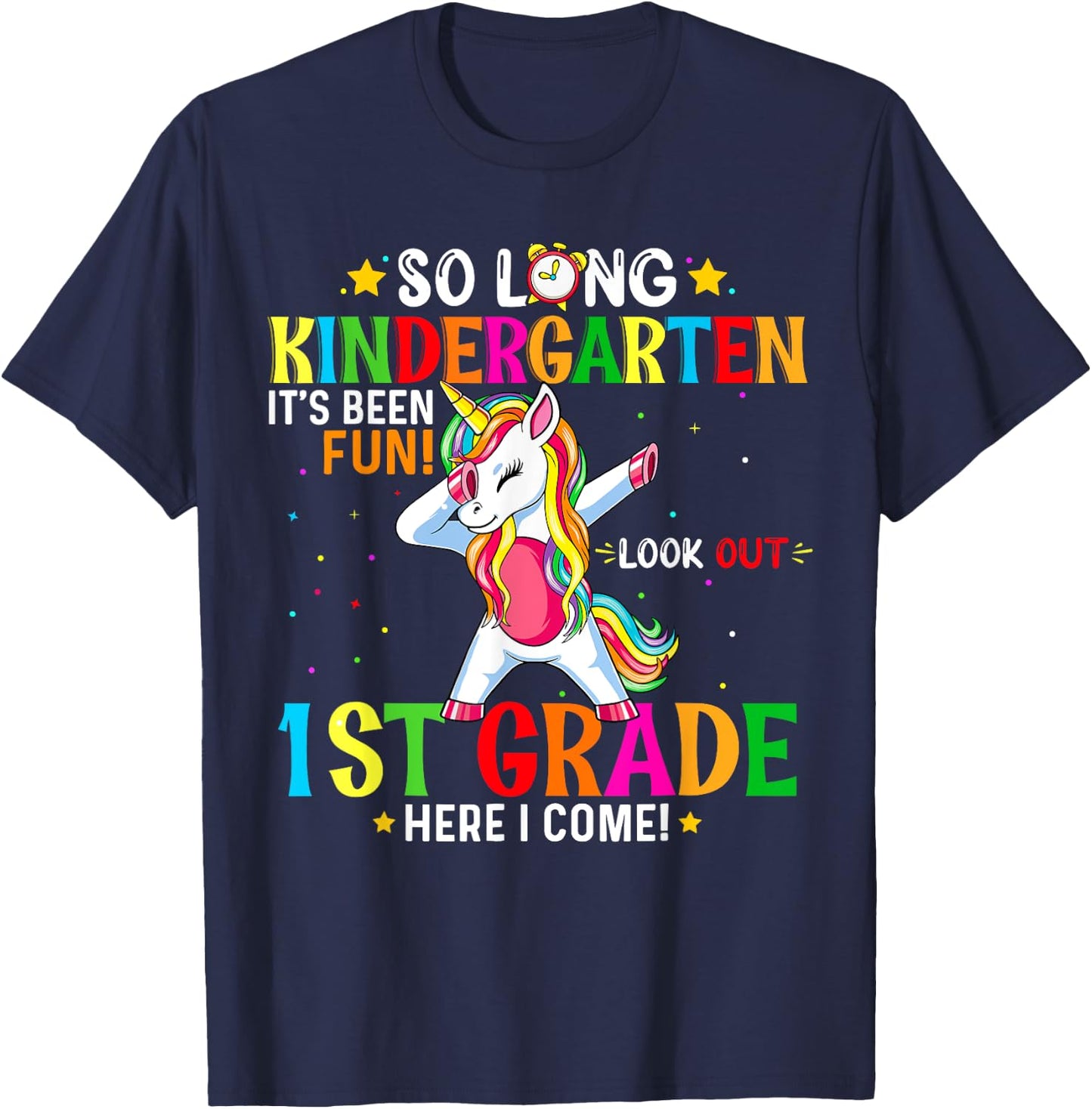 Kids So Long Kindergarten Graduation Class 2025 Unicorn Dab T-Shirt - T-Shirt | Navy
