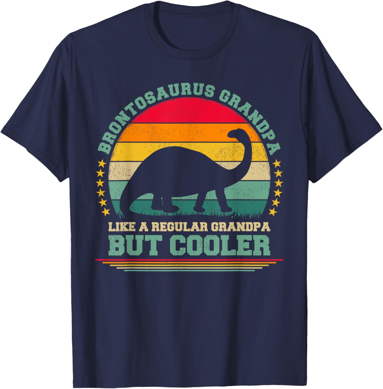 Brontosaurus Grandpa Like A Regular Grandpa Father's Day T-Shirt - T-Shirt | Navy