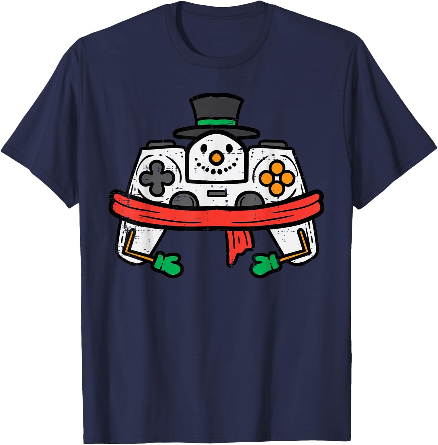 Christmas Snowman Gamer Controller Xmas Gaming Men Boys Kids T-Shirt - T-Shirt | Navy