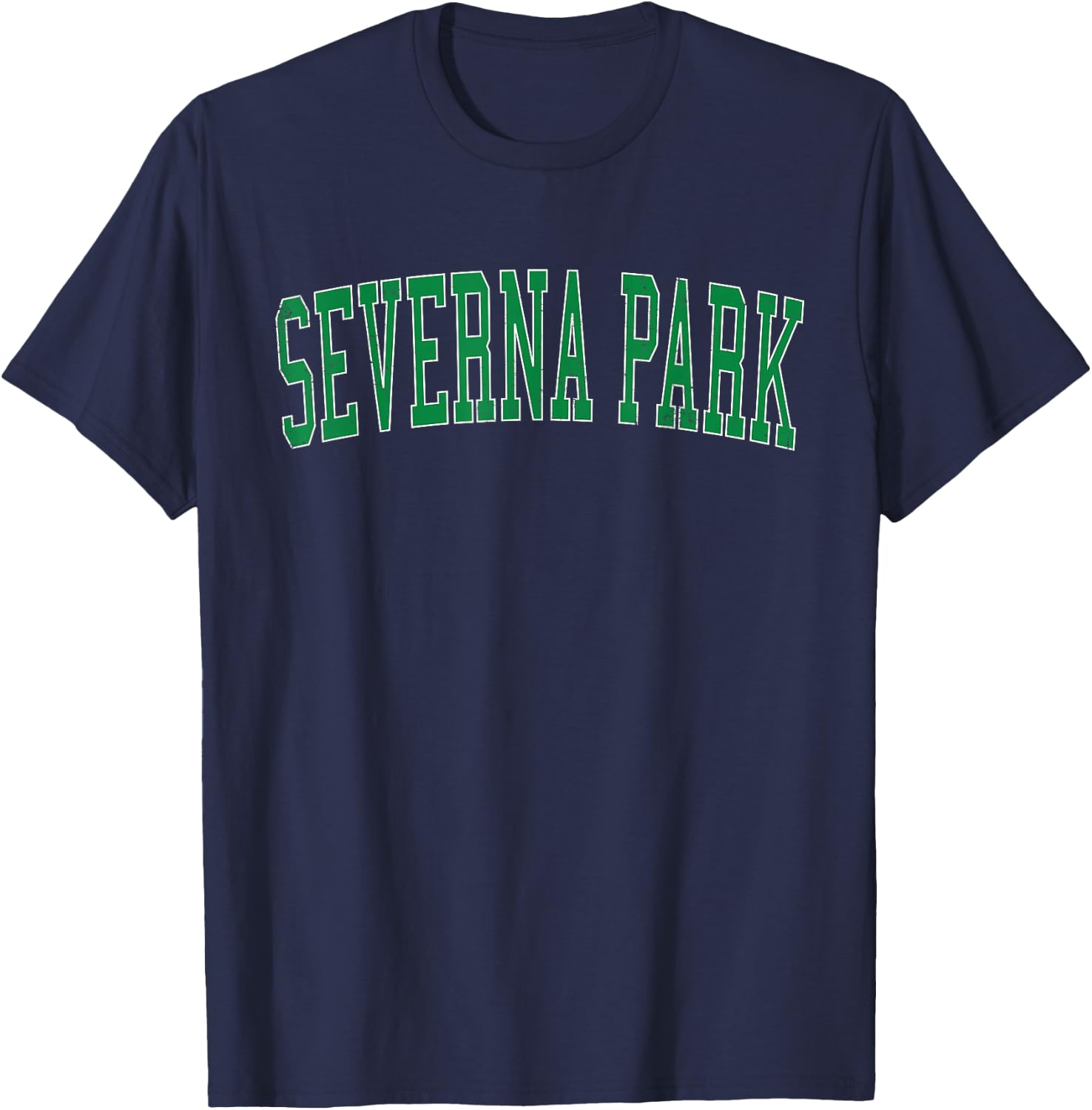 Vintage Severna Park MD Distressed Green Varsity Style T-Shirt - T-Shirt | Navy