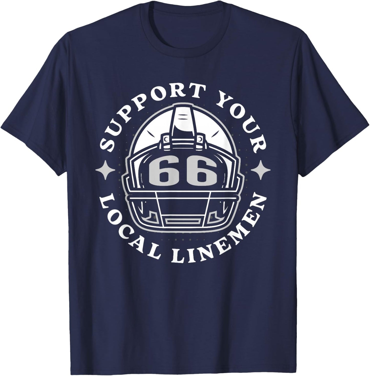 # 66 Funny Football Lineman Linemen O Line D Offense Defense T-Shirt - T-Shirt | Navy