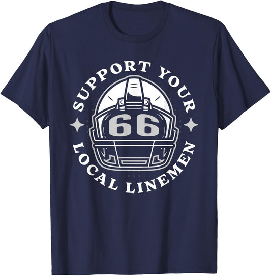 # 66 Funny Football Lineman Linemen O Line D Offense Defense T-Shirt - T-Shirt | Navy