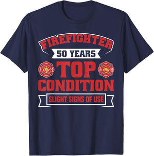 Firefighter Hero American Fireman 50 Years Firefighter T-Shirt - T-Shirt | Navy