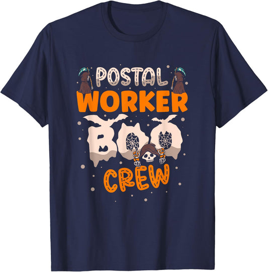 Postal Worker Boo Crew Funny Halloween Postal Worker T-Shirt - T-Shirt | Navy