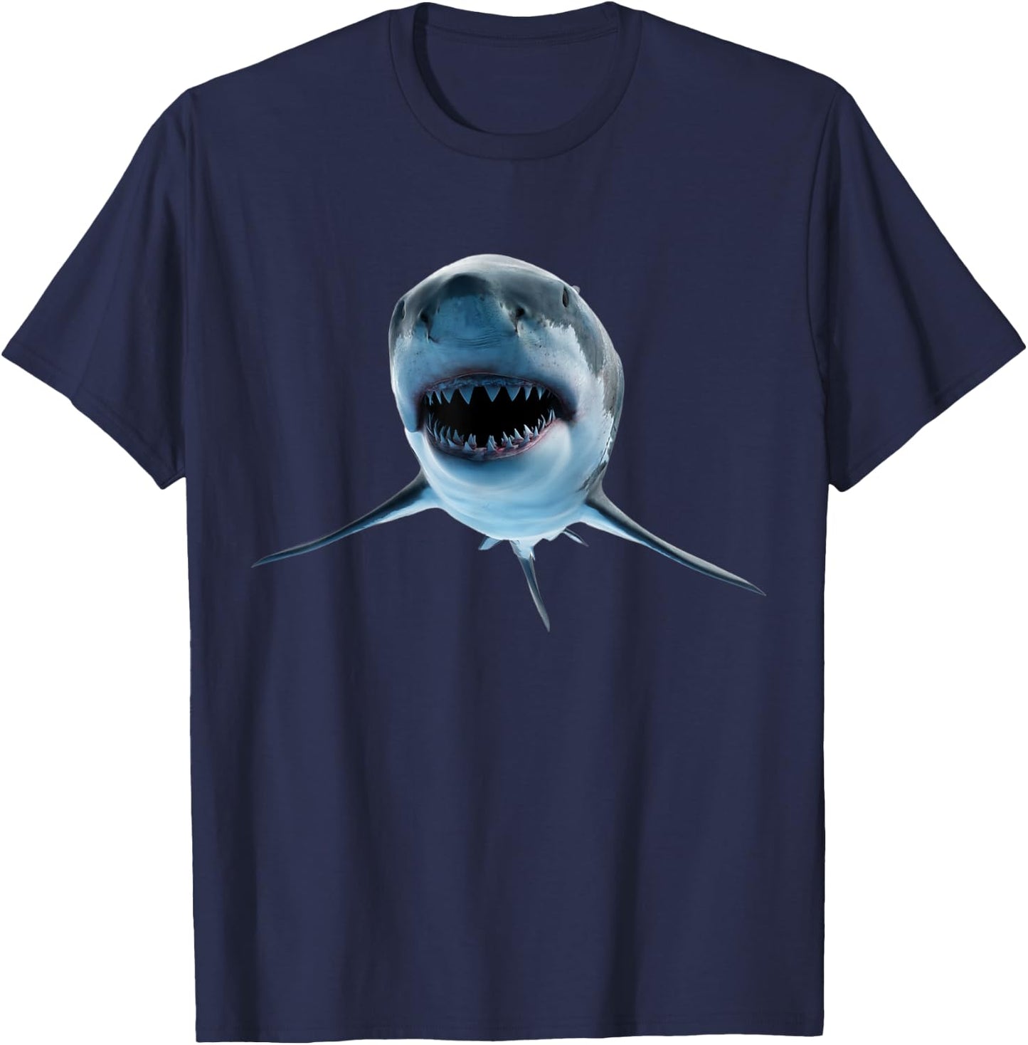 realistic great white shark for lovers of Fish and Ocean T-Shirt - T-Shirt | Navy