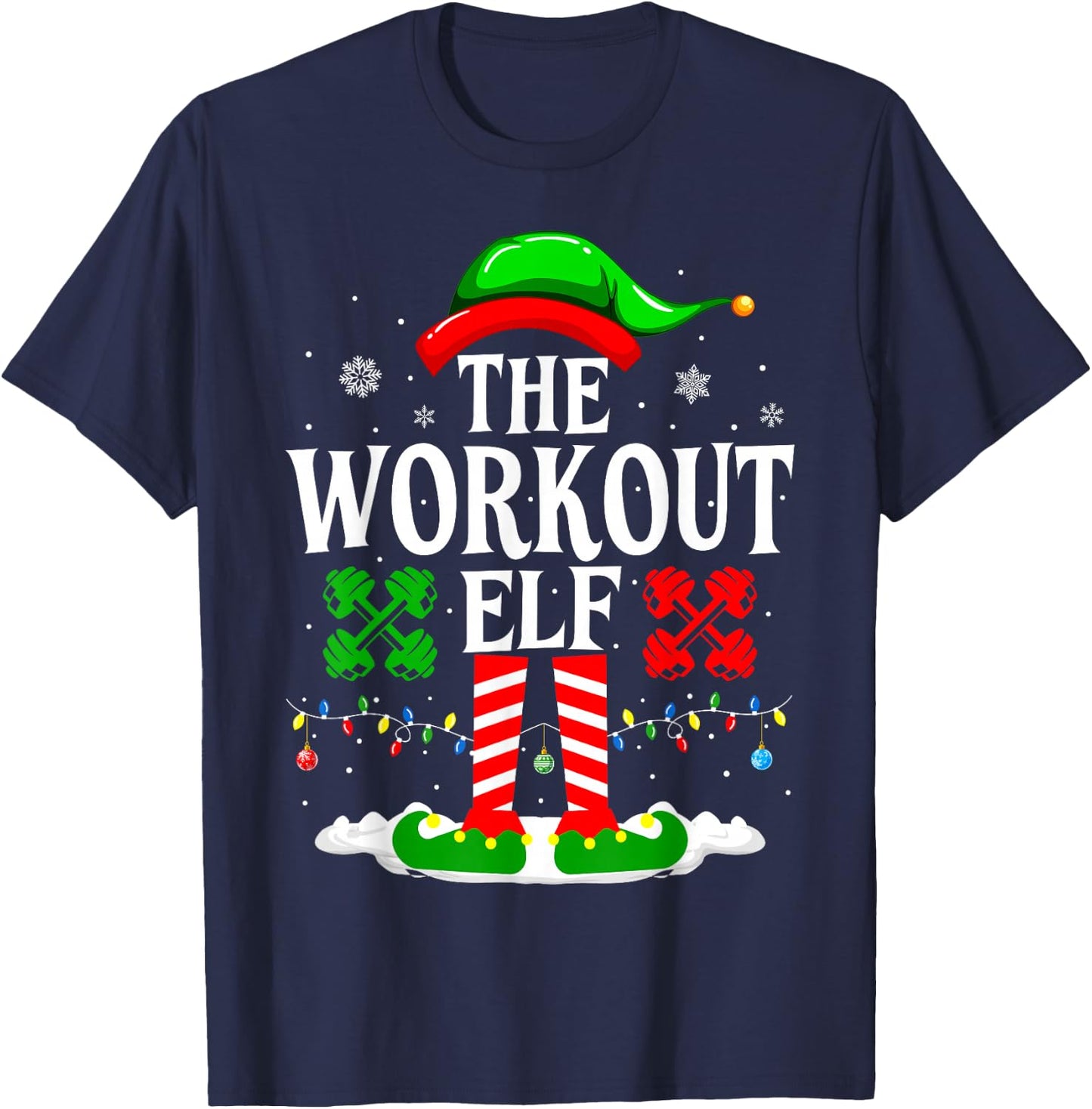 The Workout Elf Funny Fitness Christmas Gym T-Shirt - T-Shirt | Navy
