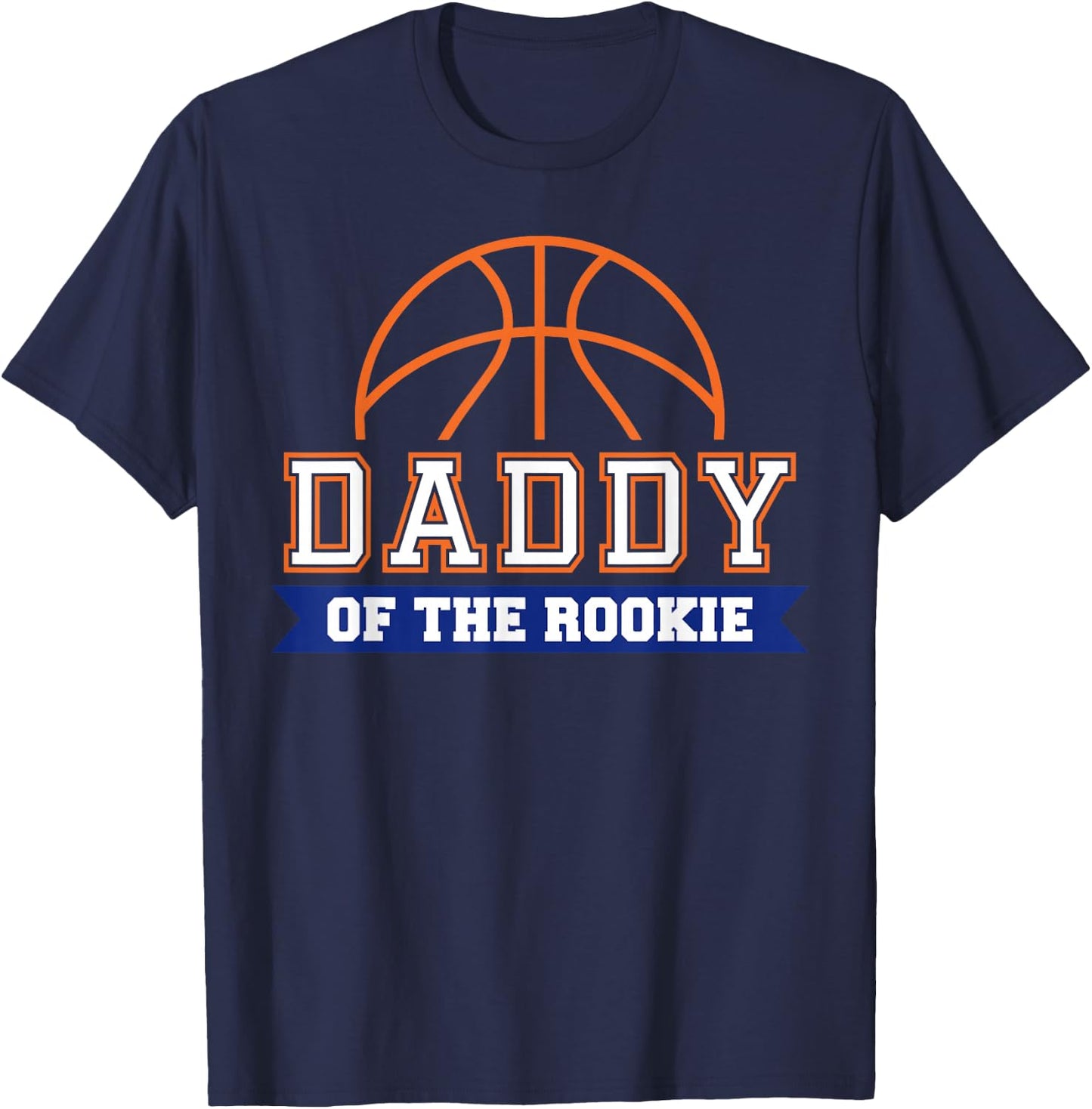 Daddy of Rookie 1st Birthday Basketball Theme Matching Party T-Shirt - T-Shirt | Navy