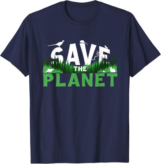 Save The Planet Ecology Environment Nature Earth Day T-Shirt - T-Shirt | Navy