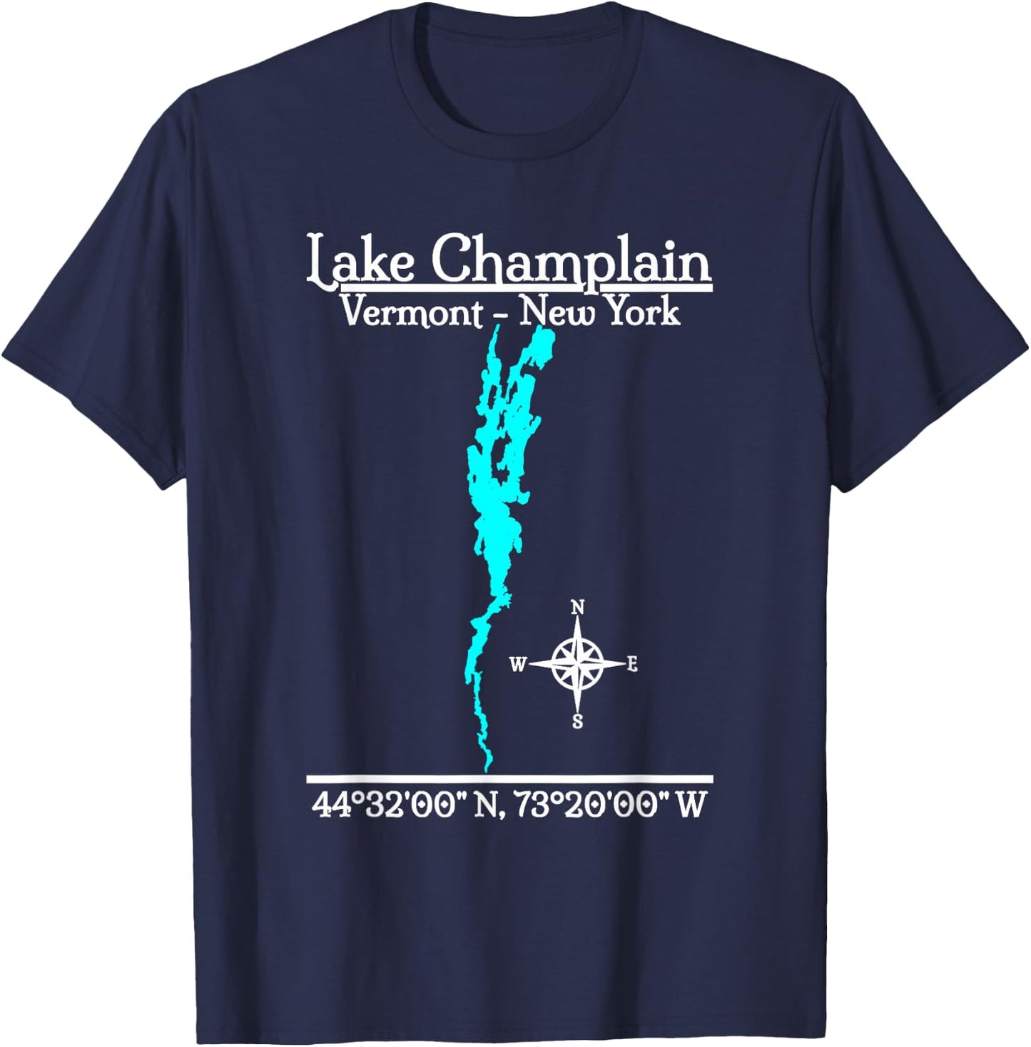 Lake Champlain, New York and Vermont T-Shirt - T-Shirt | Navy