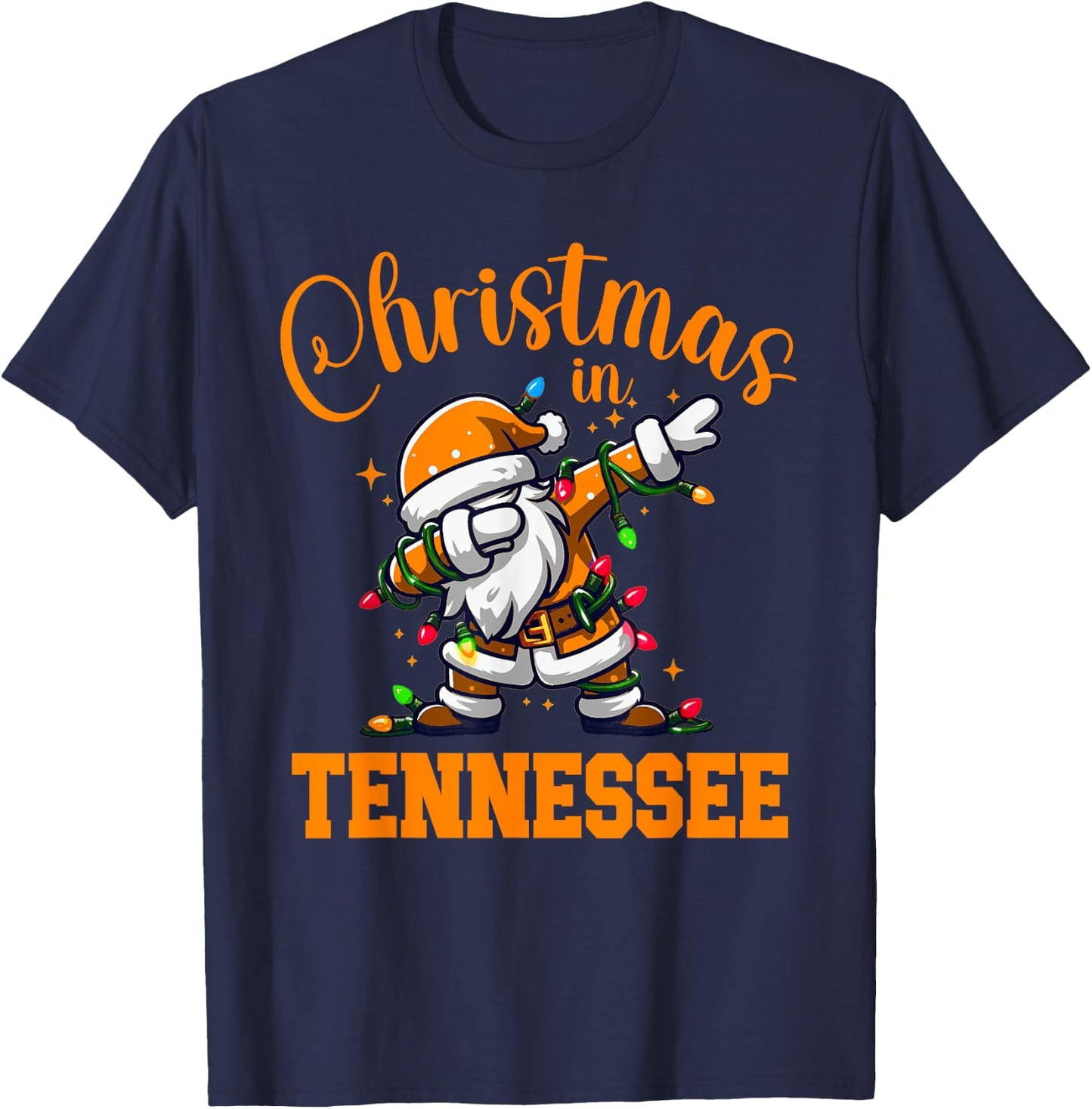 Merry Christmas In Tennessee Funny Dabbing Santa Claus T-Shirt - T-Shirt | Navy