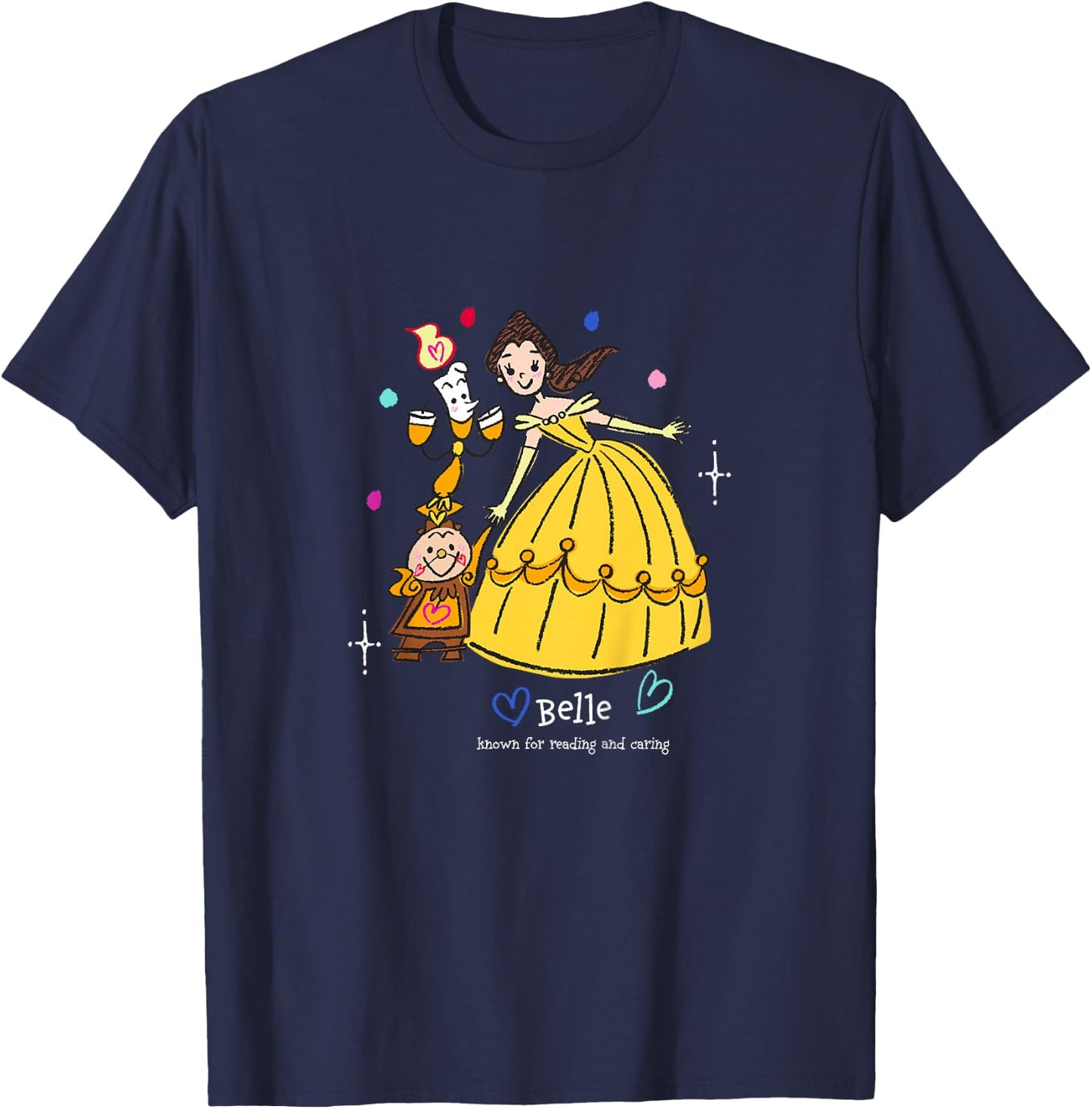 Kids Disney Beauty and the Beast Belle Cogsworth & Lumiere Youth T-Shirt - T-Shirt | Navy