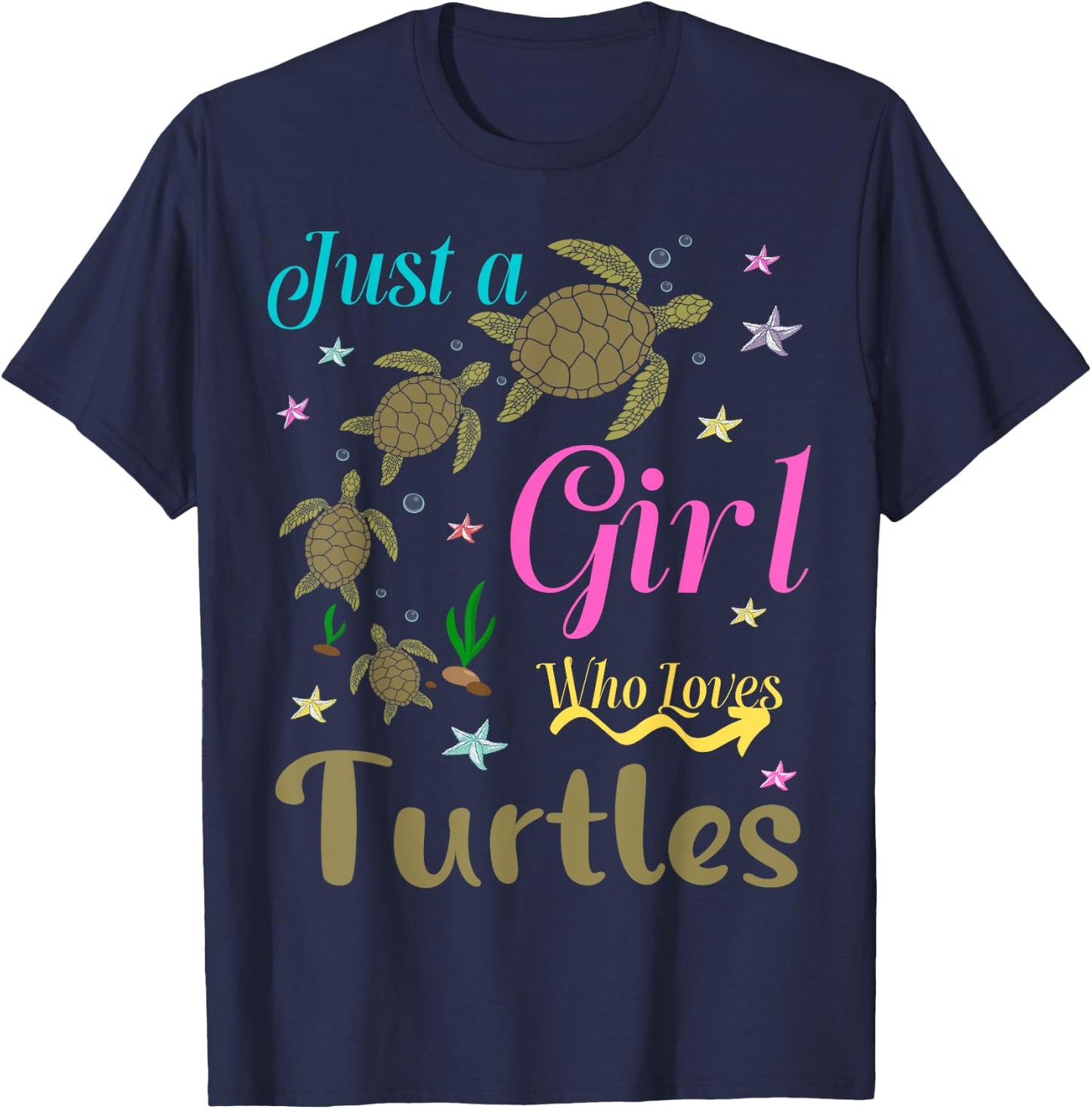 Turtles Squad For Girl Turtle Sea Reptile Pyjamas For Girls T-Shirt - T-Shirt | Navy