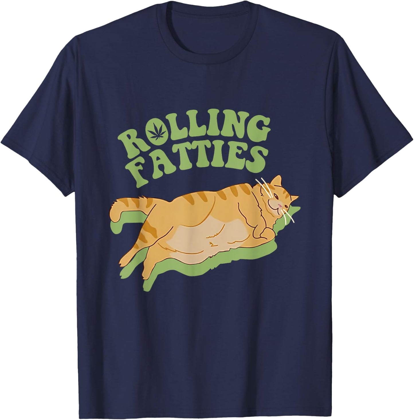 Vintage Rolling Fatties Cat Retro Kitty Kitten Meow MenWomen T-Shirt - T-Shirt | Navy
