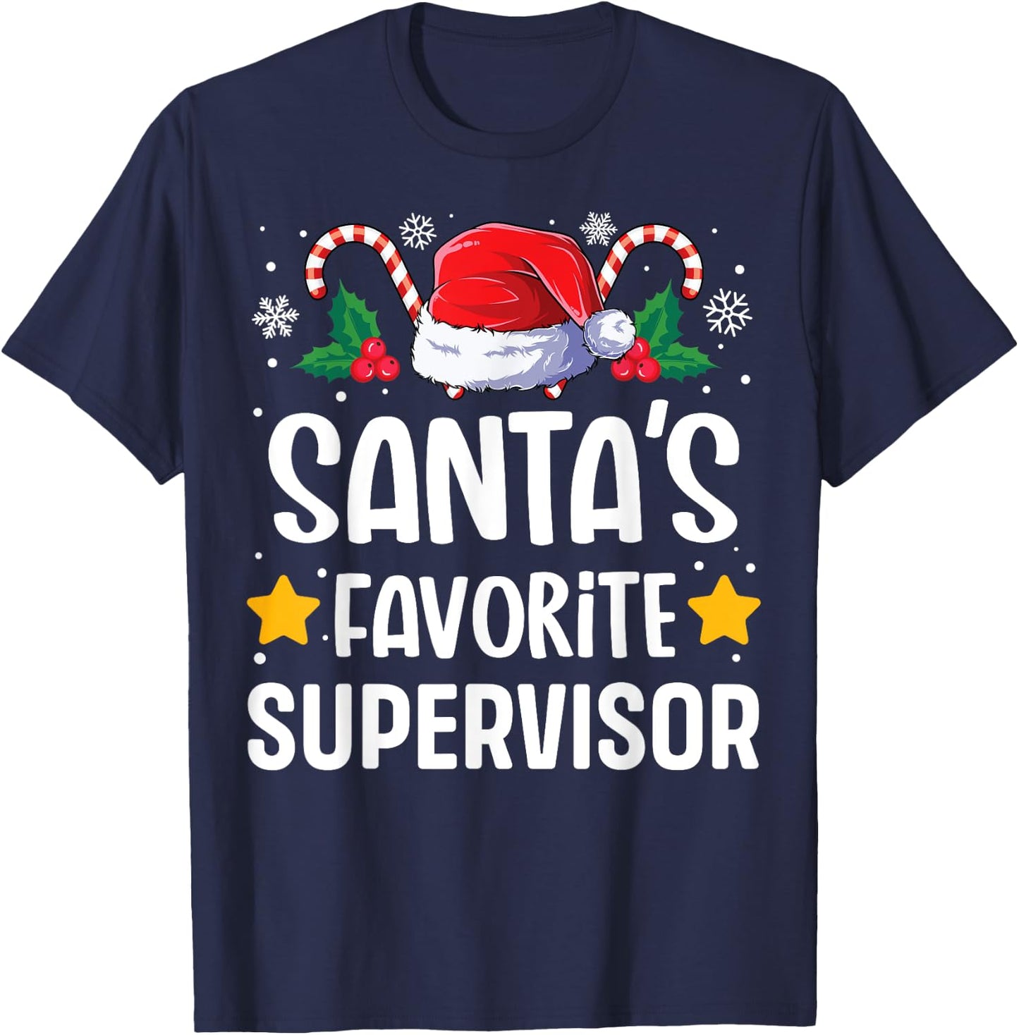 Santas Favorite Supervisor Christmas Matching Group Pajama T-Shirt - T-Shirt | Navy