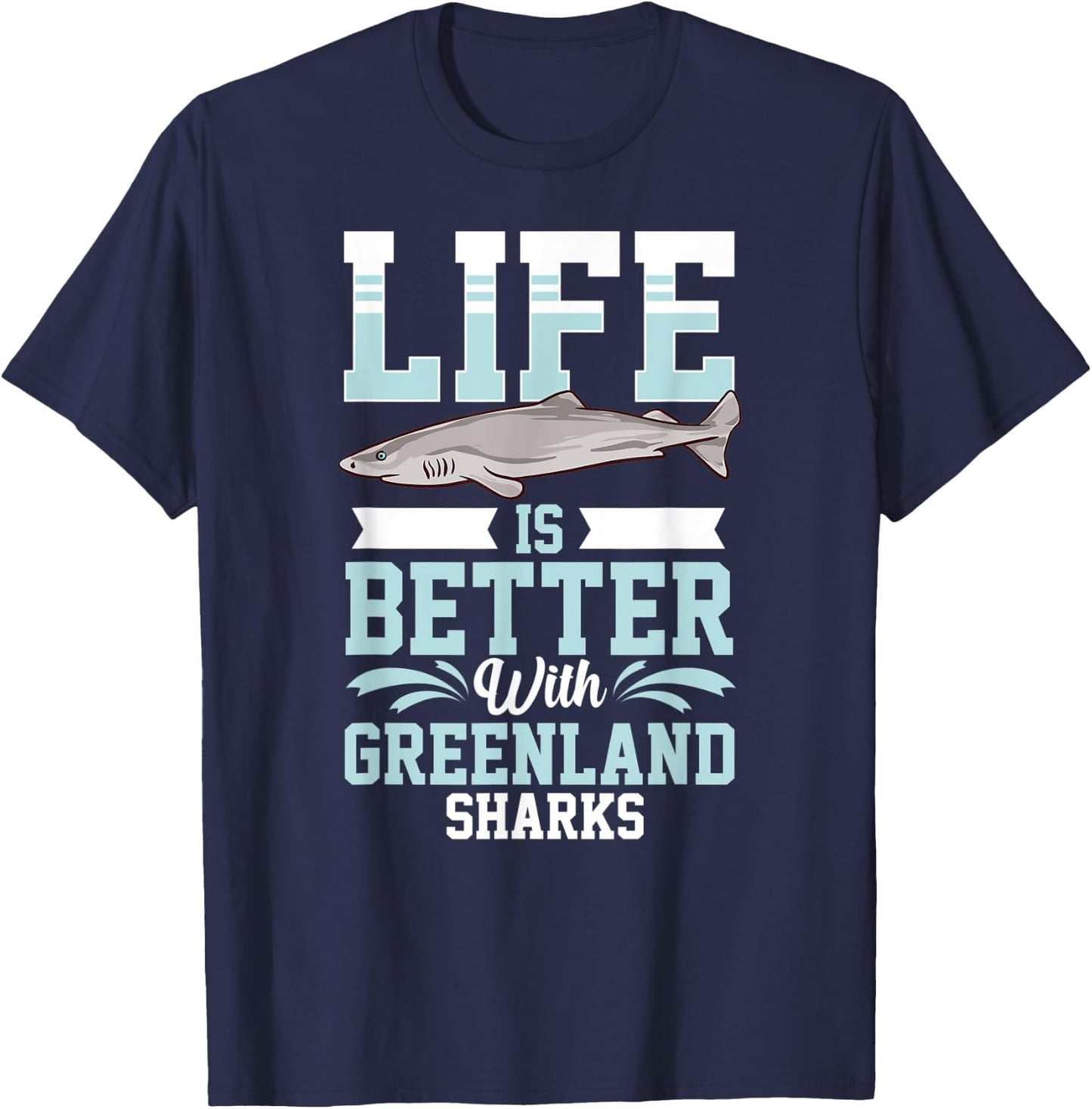 Greenland Shark Animal Tooth Funny Ocean T-Shirt - T-Shirt | Navy