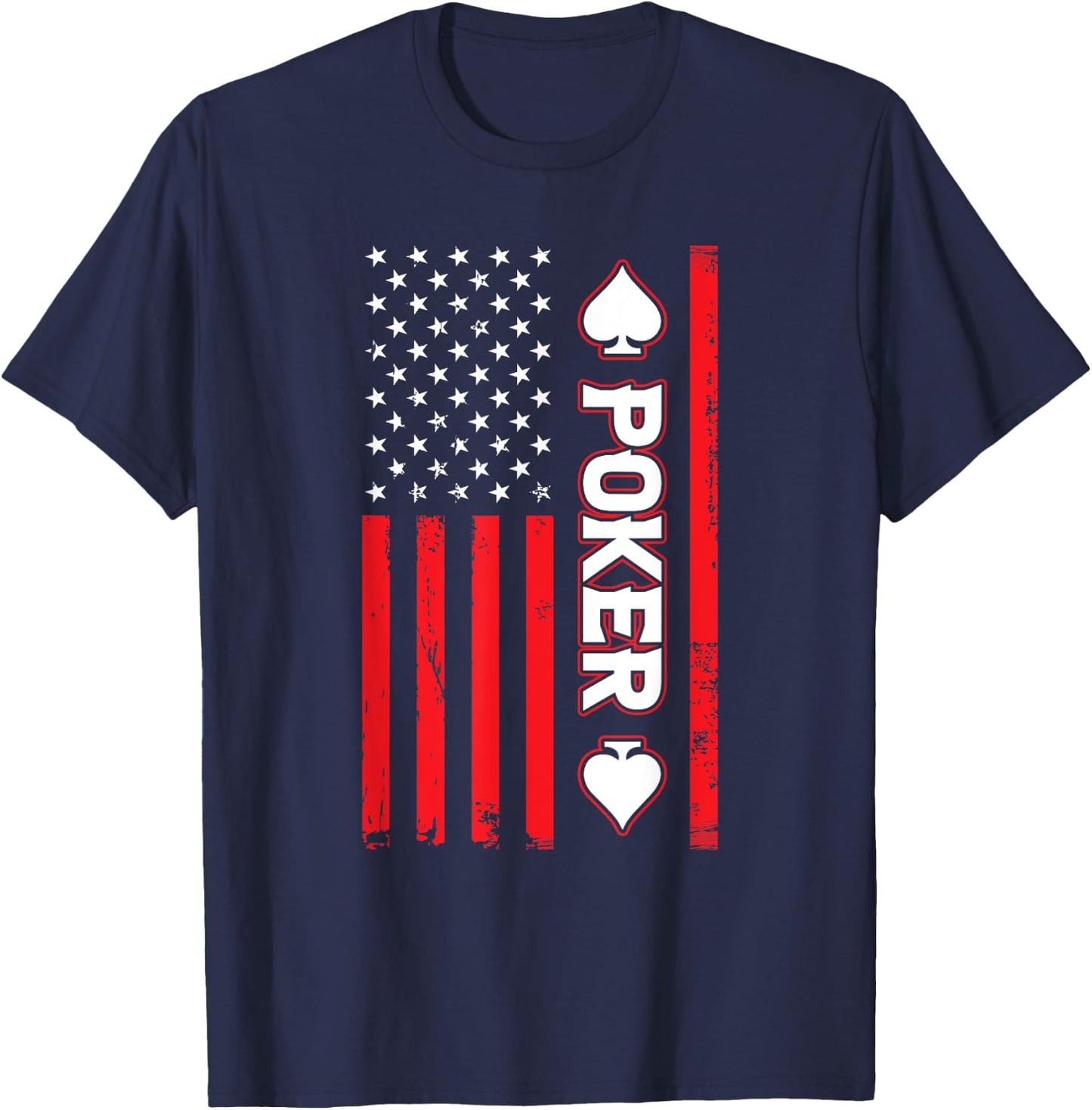 Funny Poker American Flag USA Casino Play Card Gambler Poker Men T-Shirt - T-Shirt | Navy