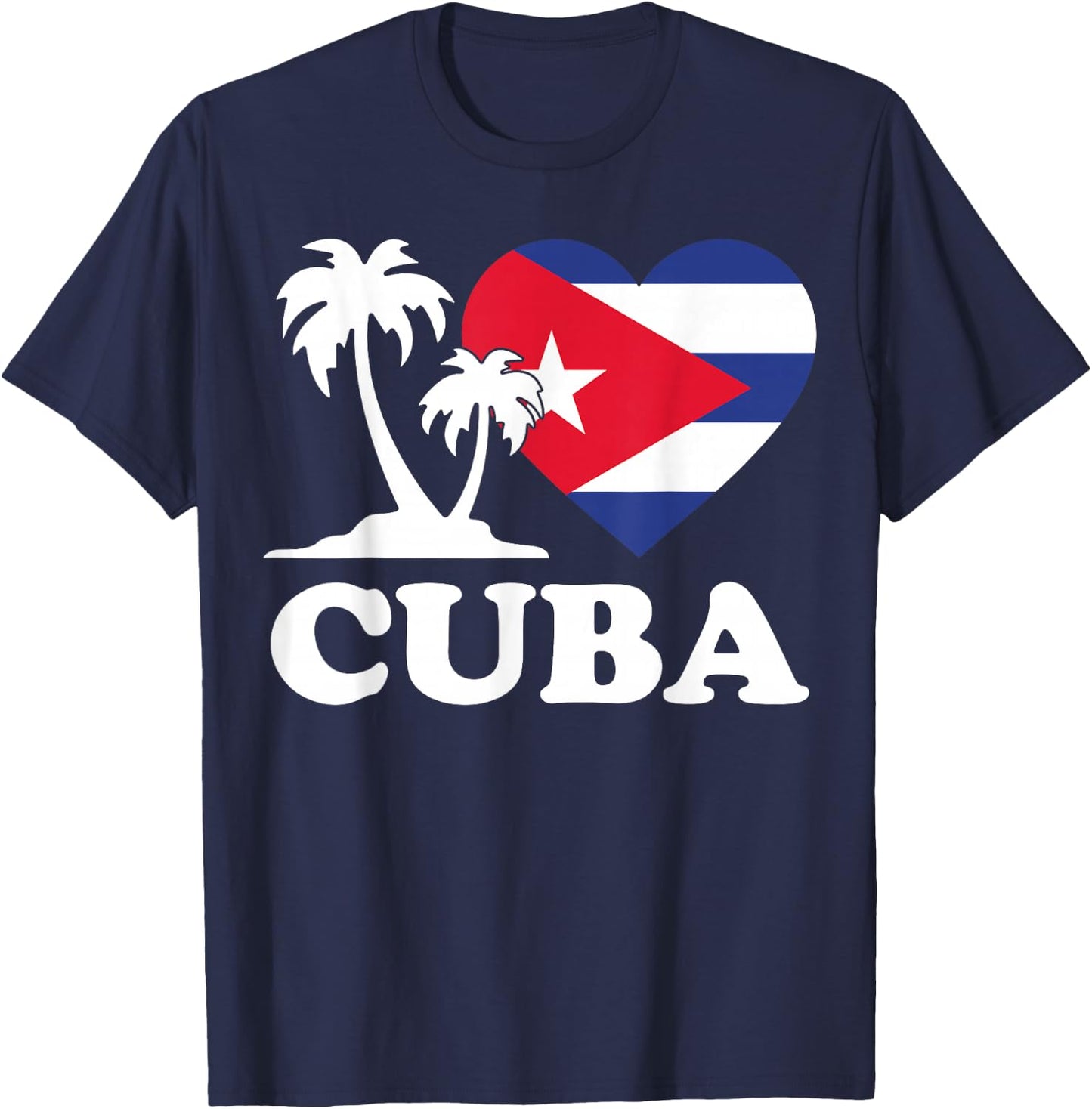 I Love Cuba Cuban Flag Heart Men Women Kids T-Shirt - T-Shirt | Navy