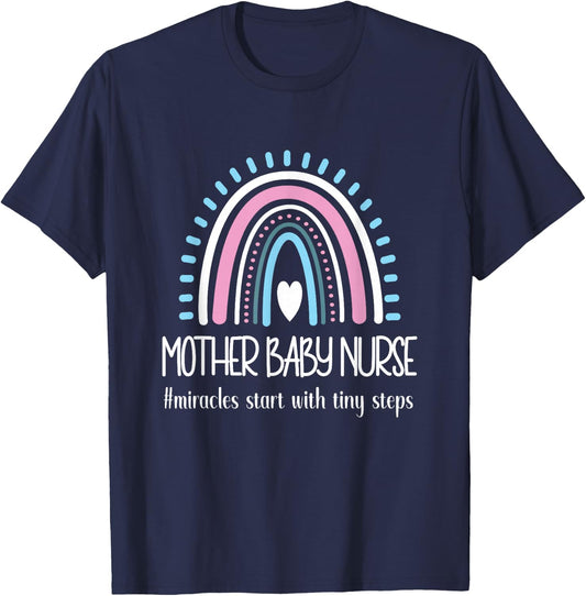 Mother Baby Nurse Appreciation Postpartum Nursing Student T-Shirt - T-Shirt | Navy