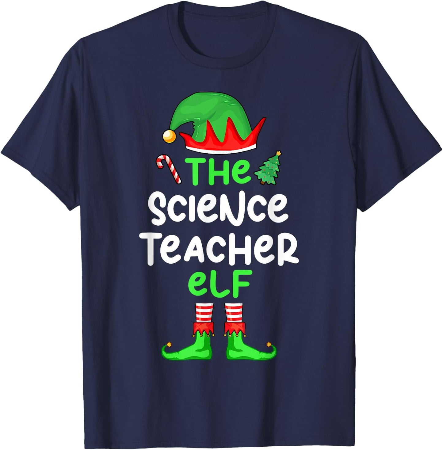 I'm The Science Teacher Elf Christmas Matching Pajama Men Women T-Shirt - T-Shirt | Navy