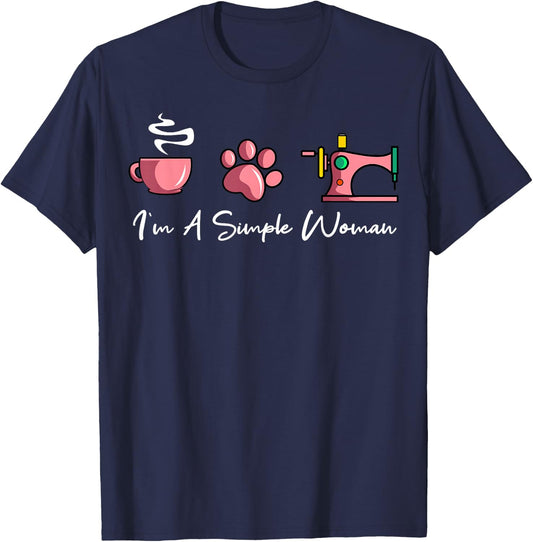 I'm A Simple Woman Sewing Machine Women's Day T-Shirt - T-Shirt | Navy