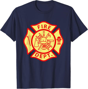 Fire Department Logo Uniform Fireman Symbol Firefighter Gear T-Shirt - T-Shirt | Navy
