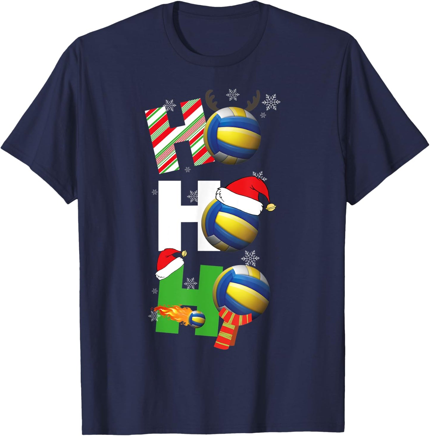 Funny Christmas Volleyball Player Pajamas Matching Team T-Shirt - T-Shirt | Navy