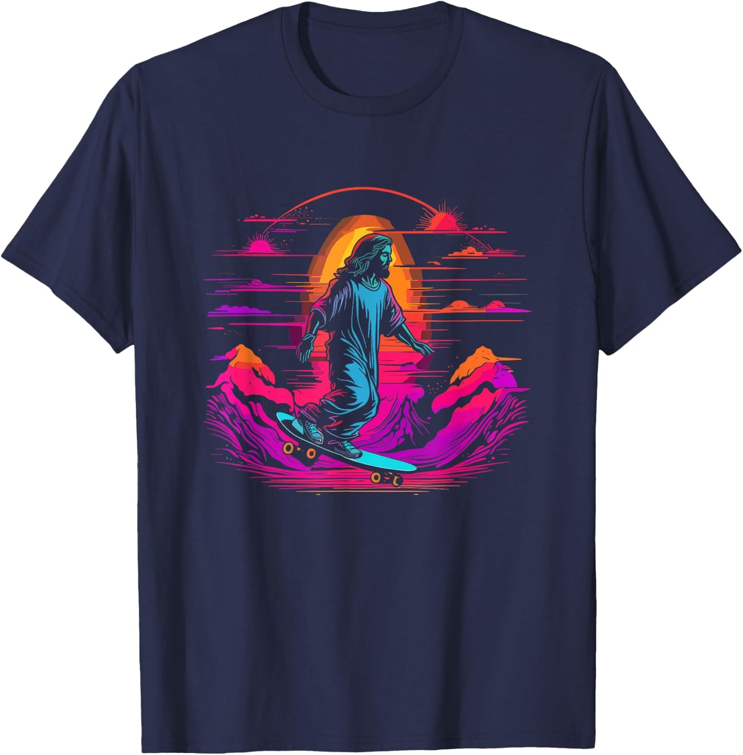 Jesus Christ Skateboarding - Retro Christian Skateboard T-Shirt - T-Shirt | Navy