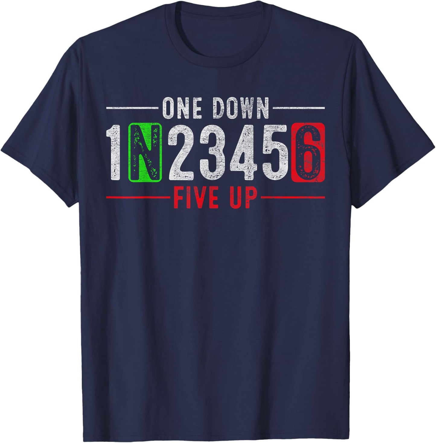 Biker Gear One Down Five Up 1N23456 Motorcycle Gear T-Shirt - T-Shirt | Navy