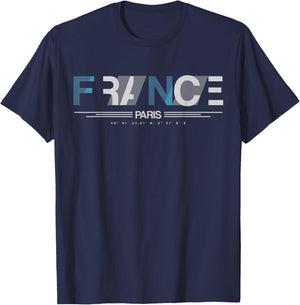 Paris France Souvenir Gifts Apparel Co. France Paris - Black, -Adults, Small, Short Sleeve, Cotton 100%, Modern Classic, Soccer, Vacation, People T-Shirt - T-Shirt | Navy