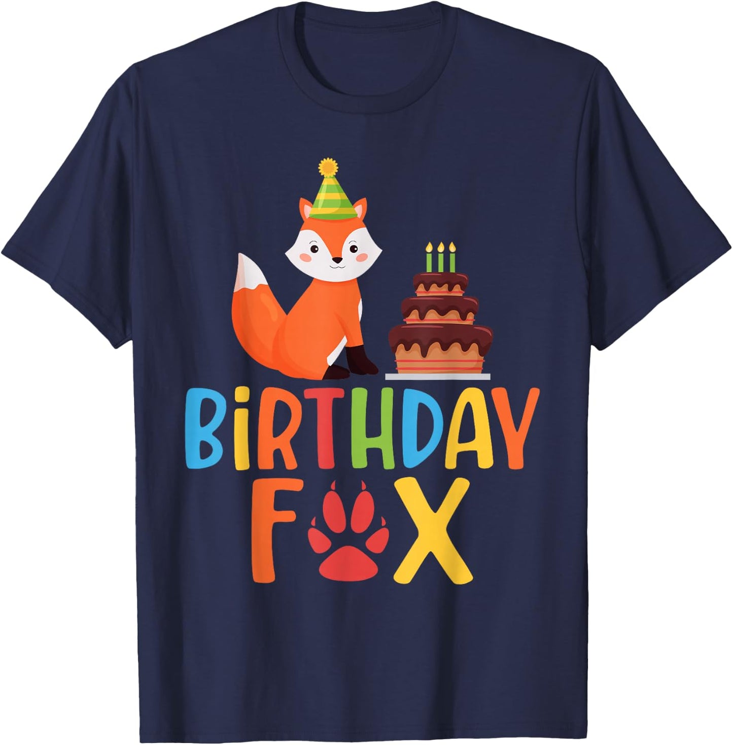 Birthday Fox Birthday T-Shirt - T-Shirt | Navy