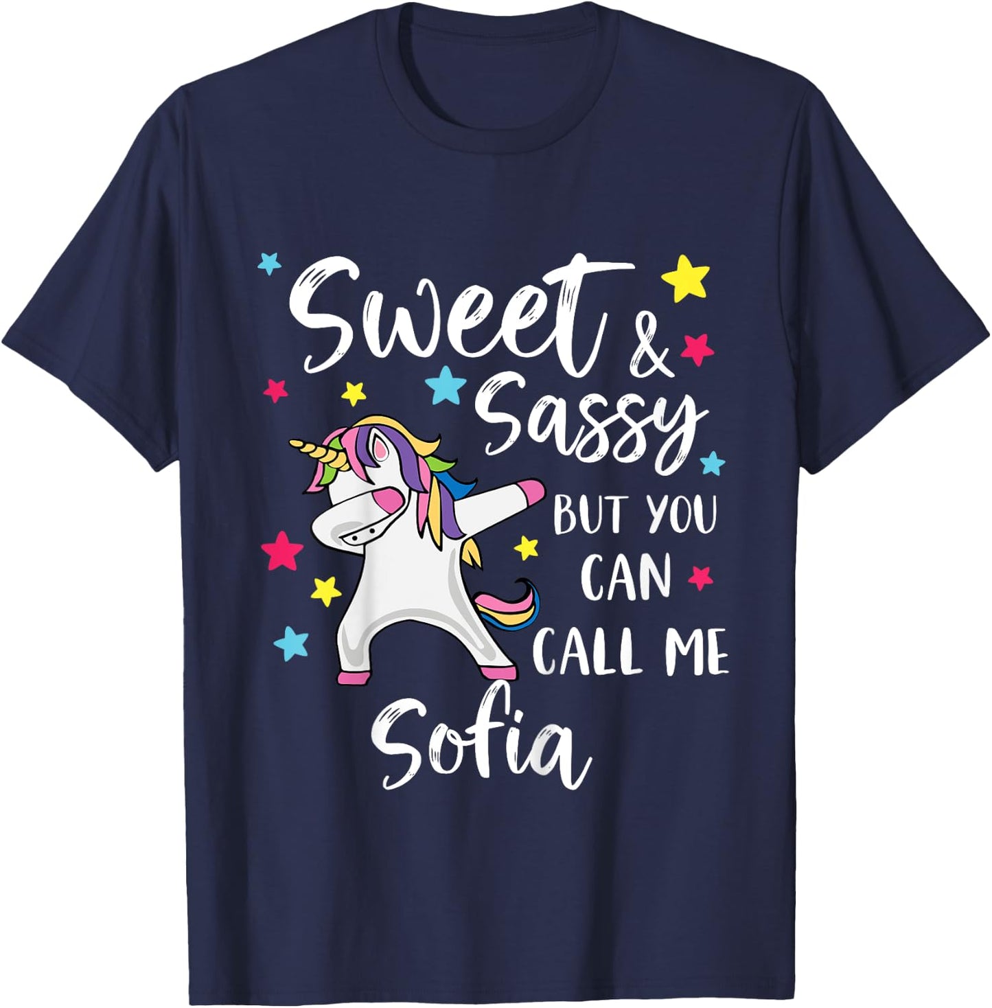Kids Sweet And Sassy But You Can Call Me Sofia Personalized Name T-Shirt - T-Shirt | Navy