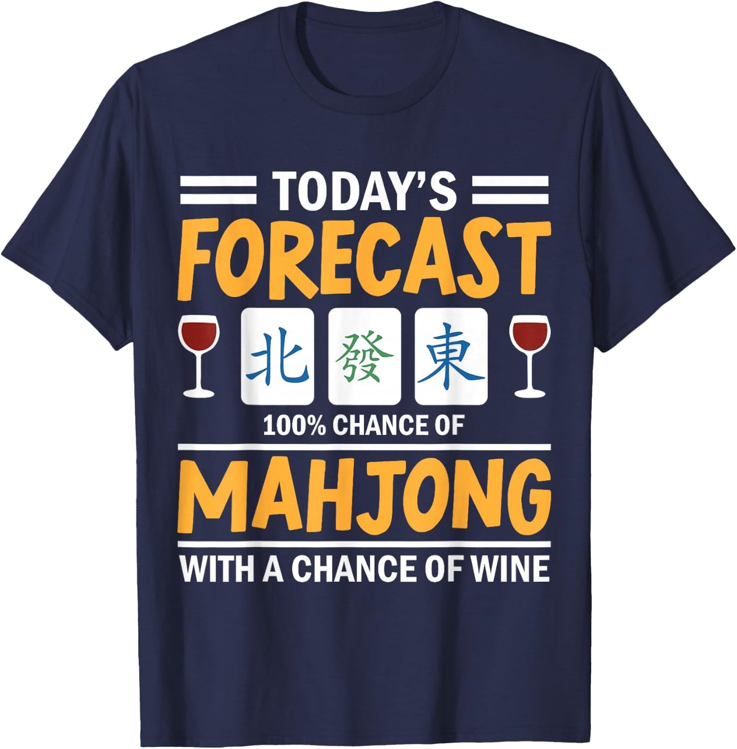 Mahjong Girl Funny Mahjong and wine T-Shirt - T-Shirt | Navy