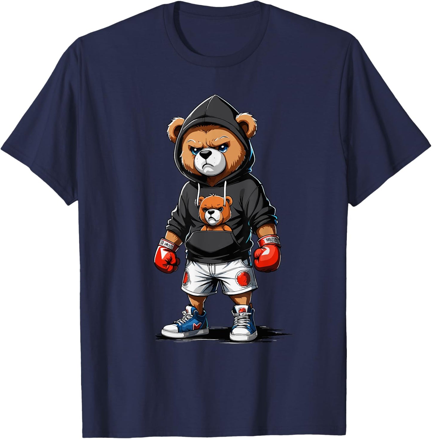 Teddy Bear Gangster Boxer with Hip Hop Street Clothes T-Shirt - T-Shirt | Navy
