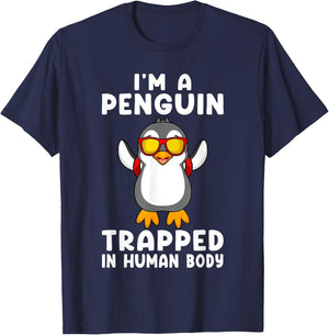 I'm A Penguin Trapped In Human Body Penguin Bird T-Shirt - T-Shirt | Navy
