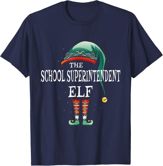 School Superintendent Elf Job Christmas T-Shirt - T-Shirt | Navy